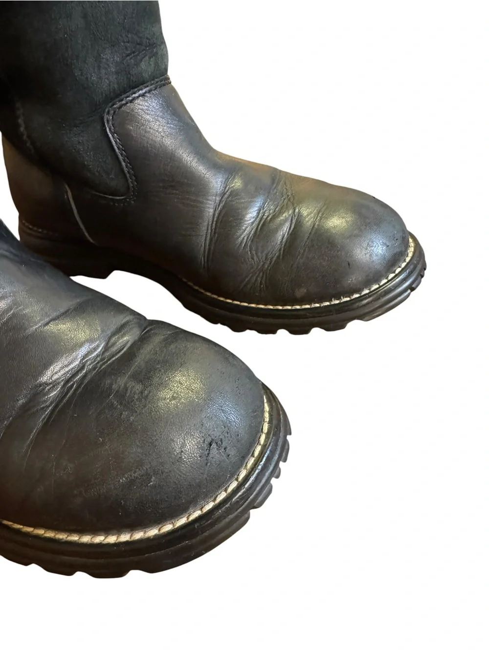 UGG Black Leather & Suede Pull-On Winter Boots Women’s 9